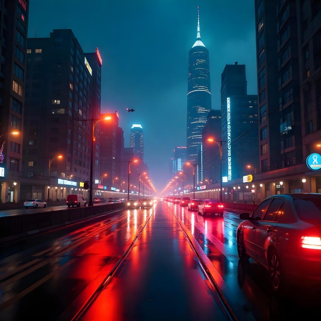 Red lights on the City